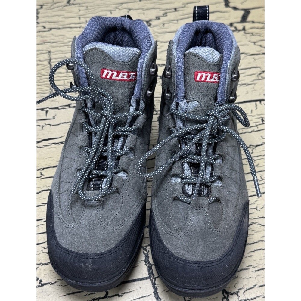 MBT Gray Leather Lace Up Round Toe Outdoor Hiking Boot W Original Box Womens 6 - Picture 4 of 16